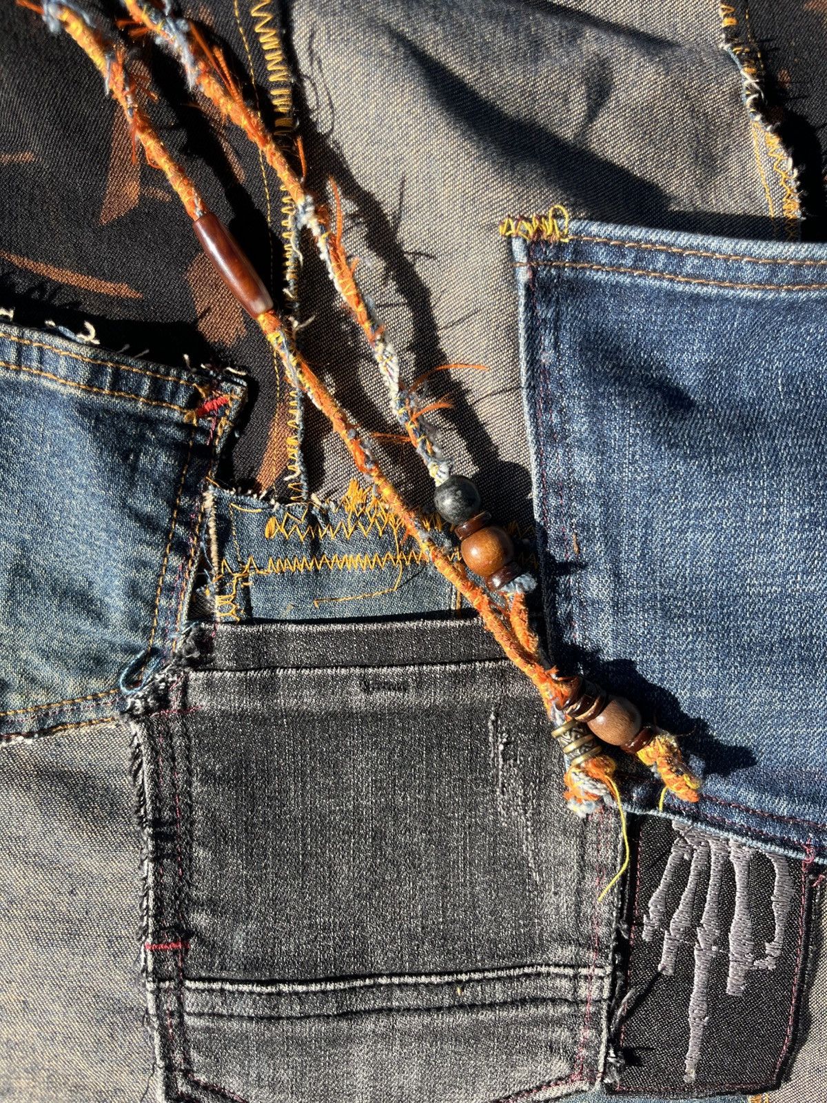 Handmade Custom 1-of-1 Metallica Patchwork Bag/Upcycled Denim & Suede Size ONE SIZE - 13 Thumbnail
