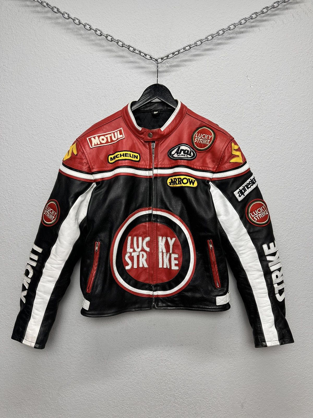 Marlboro Vintage Lucky Strike Red bull F-1 Moto Leather Biker Jacket Size US M / EU 48-50 / 2 - 1 Thumbnail