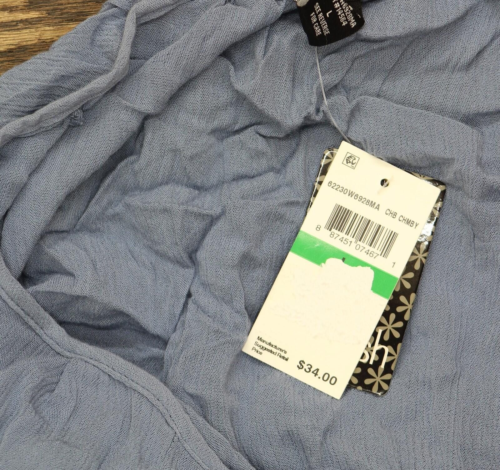 Other Nwt Stoosh Long-sleeve Lace-inset Peasant Blouse Top Blue L Size L / US 10 / IT 46 - 3 Thumbnail