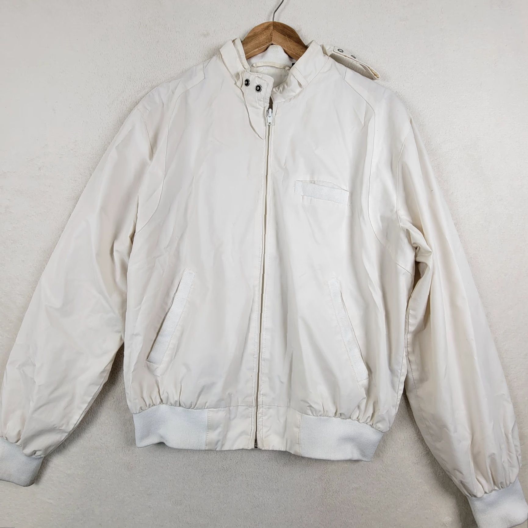 Members Only VINTAGE Members Only Jacket Cream White Full Zip Lined Bomber 90s Mens M White Solid 90s Jacket Men Size US M / EU 48-50 / 2 - 3 Thumbnail