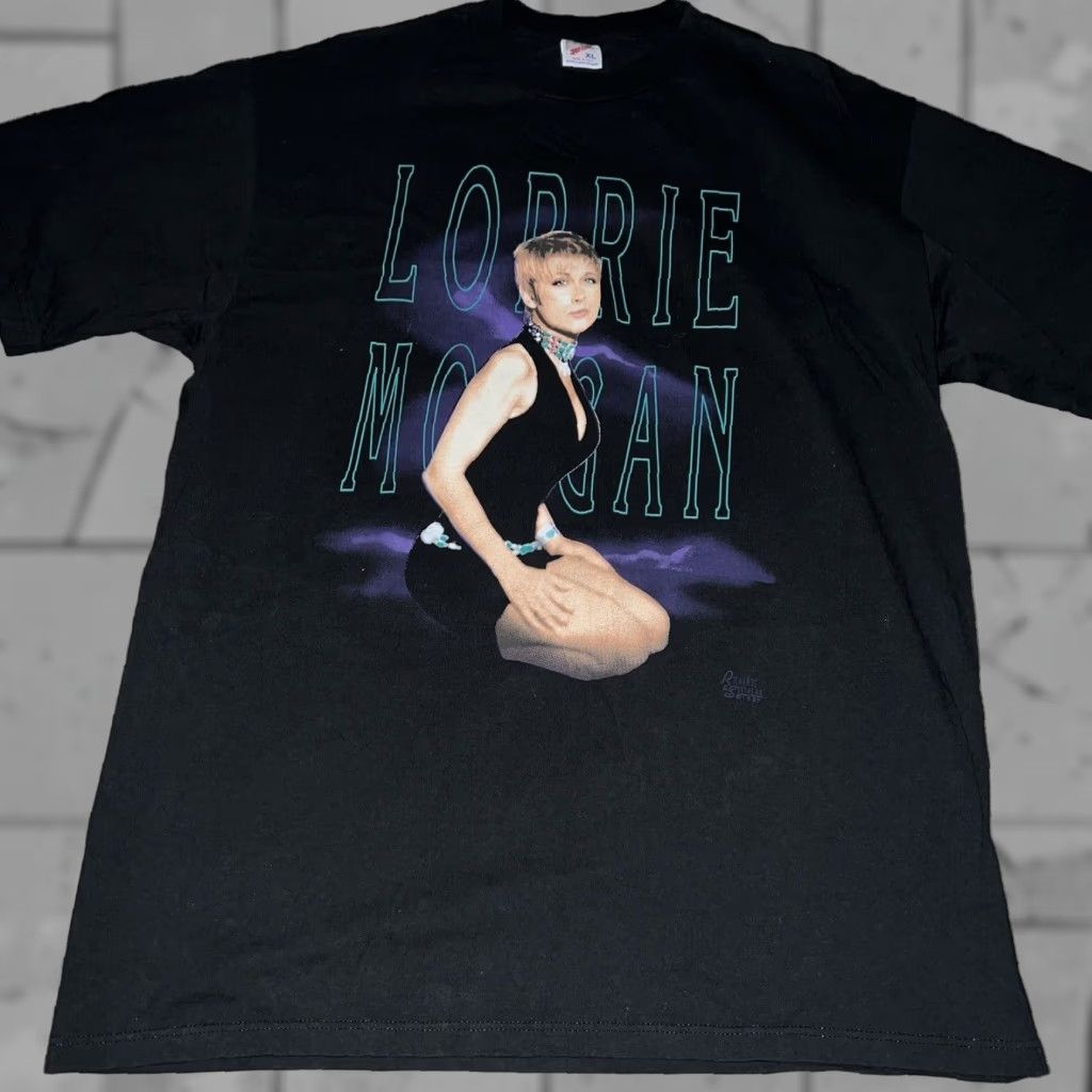 Jerzees VINTAGE Lorrie Morgan USA Tour T-Shirt Mens XL Black Stitch Disney Character Single Stitch Size US XL / EU 56 / 4 - 1 Thumbnail