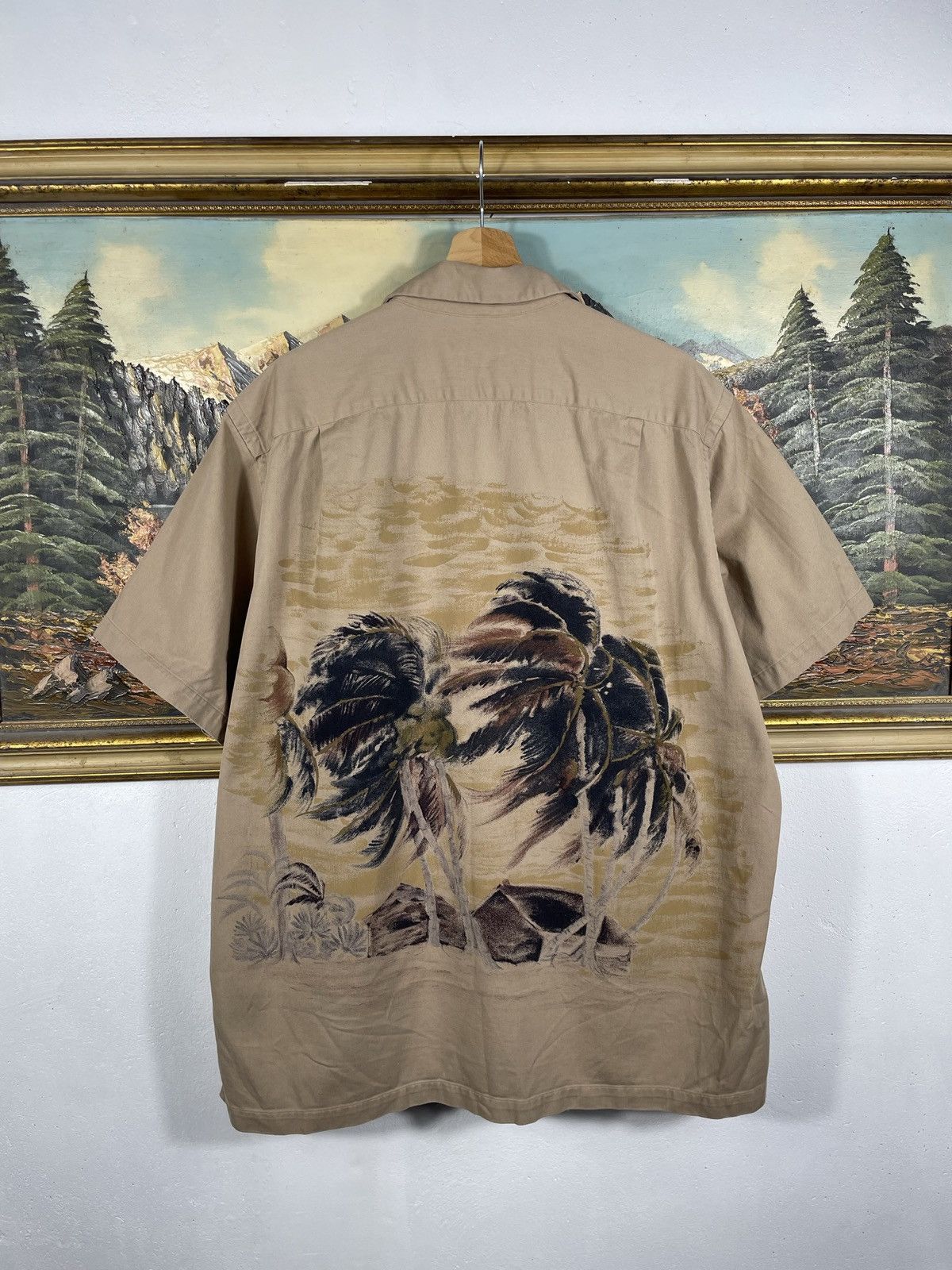Polo Ralph Lauren × Ralph Lauren × Vintage Polo Ralph Lauren Biege Plam Tree Camp Vintage 90s Shirts Size US L / EU 52-54 / 3 - 2 Thumbnail