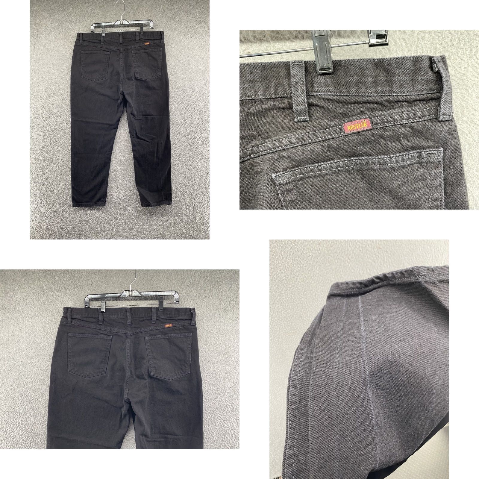 Denime VINTAGE Rustler Jeans 90s Black Denim Straight Leg Mens Tag Size 40x30 40 Men's 5-Pocket Design Slim? Size US 40 / EU 56 - 8 Thumbnail