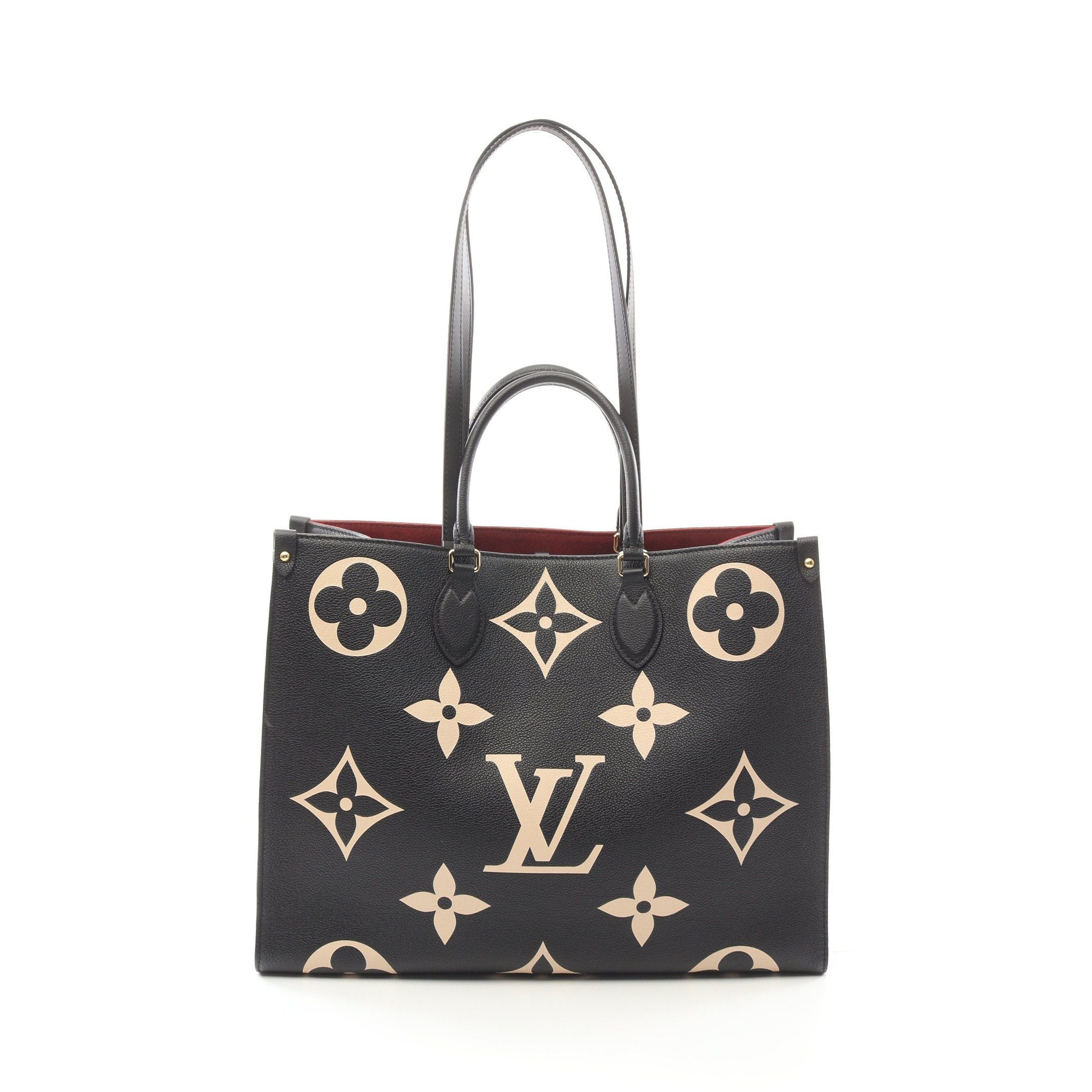 Louis Vuitton On-The-Go Gm Bicolor Monogram Empreinte Handbag Tote Bag Leather Black Beige, Women's