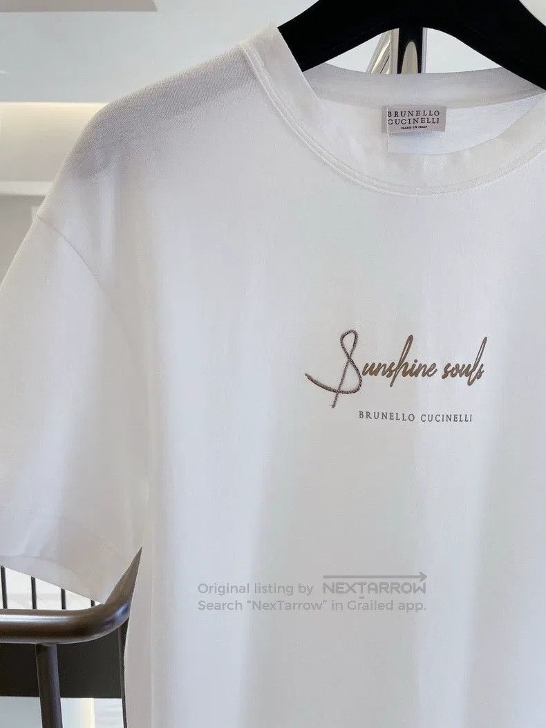 Brunello Cucinelli Brunello Cucinelli Beaded Lettering Minimalist White T-Shi Size XXS / US 00 / IT 34 - 3 Thumbnail
