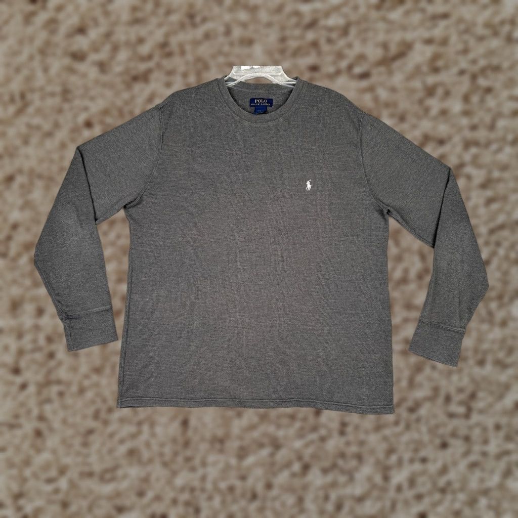 Polo Ralph Lauren Polo Ralph Lauren Shirt Men XL Gray Cotton Thermal Knit Crew Neck Logo T-Shirt - Regular Fit, Long Sleeve, Solid, Polo T-shirt Size US XL / EU 56 / 4 - 1 Thumbnail