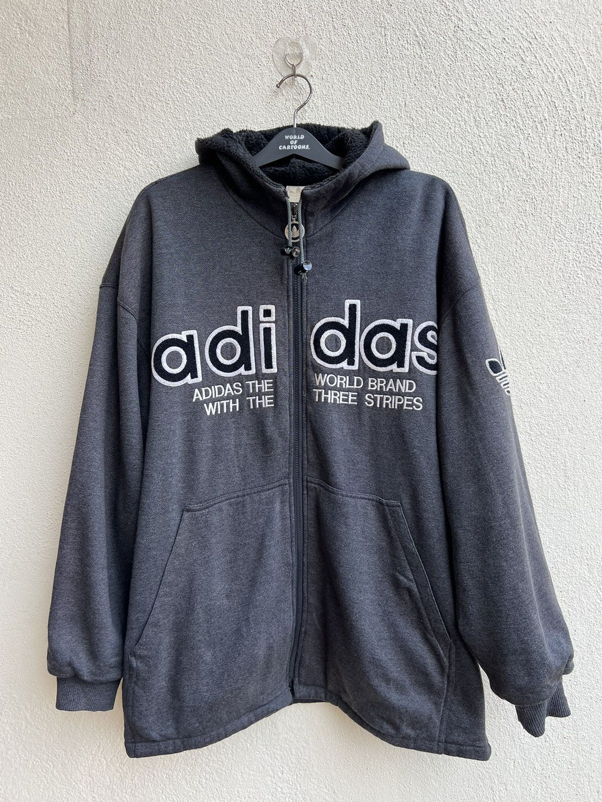 Adidas × Descente RARE!!! Vintage 90s ADIDAS Big Logo Grey Hoodie Parka Jacket Size US XL / EU 56 / 4 - 23 Thumbnail