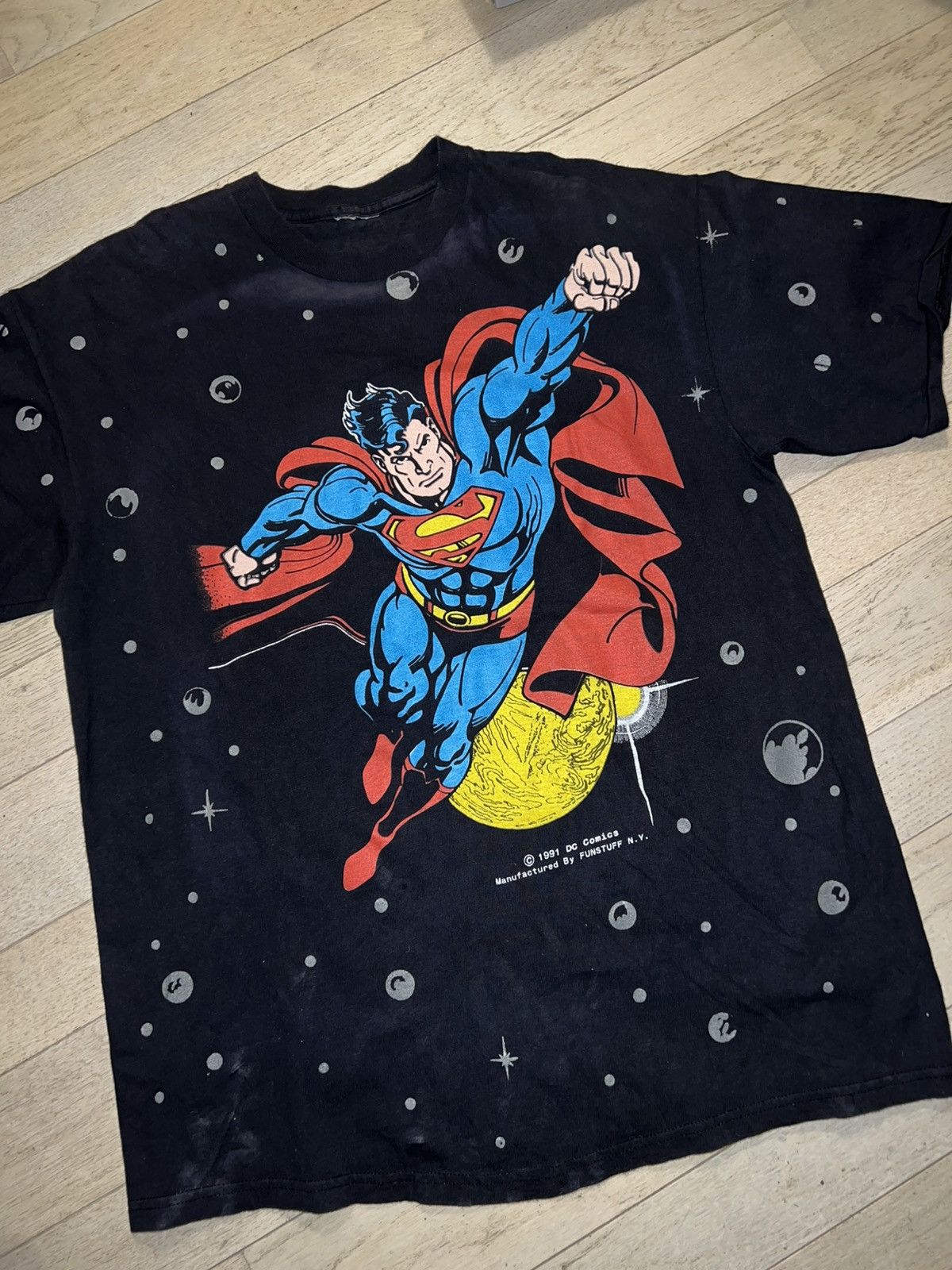 Vintage 1991 dc comics superman single stitch aop t shirt