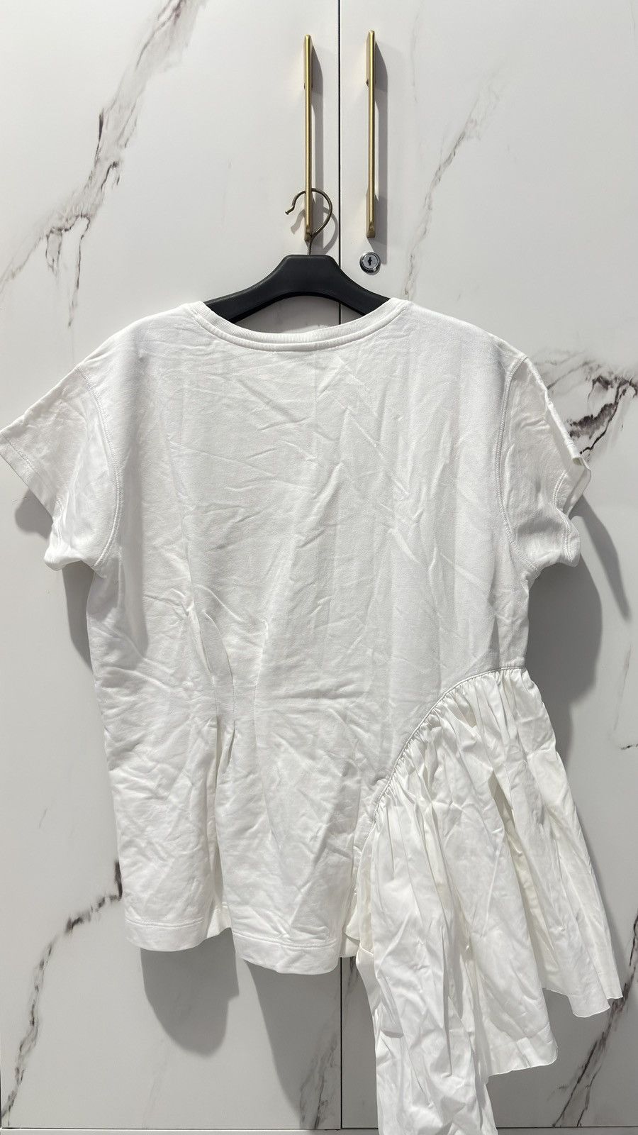 Dries Van Noten ARCHIVE Dries Van Noten Asymmetric Ruffle Docking Tee White Size M / US 6-8 / IT 42-44 - 2 Thumbnail
