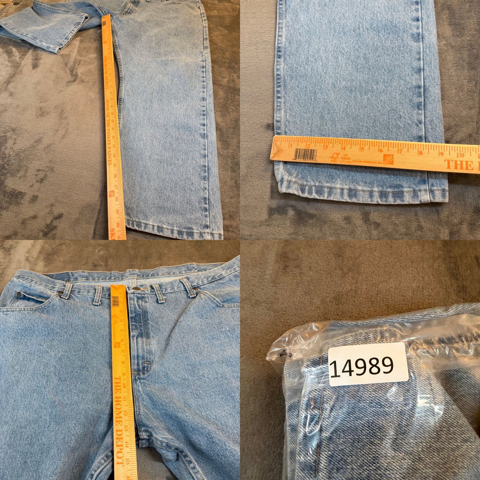 Wrangler Wrangler Jeans Mens Relaxed 44x30 Light Wash Denim 5-Pocket Casual Workwear Zip Button Stretch Straight Size US 44 / EU 60 - 8 Thumbnail