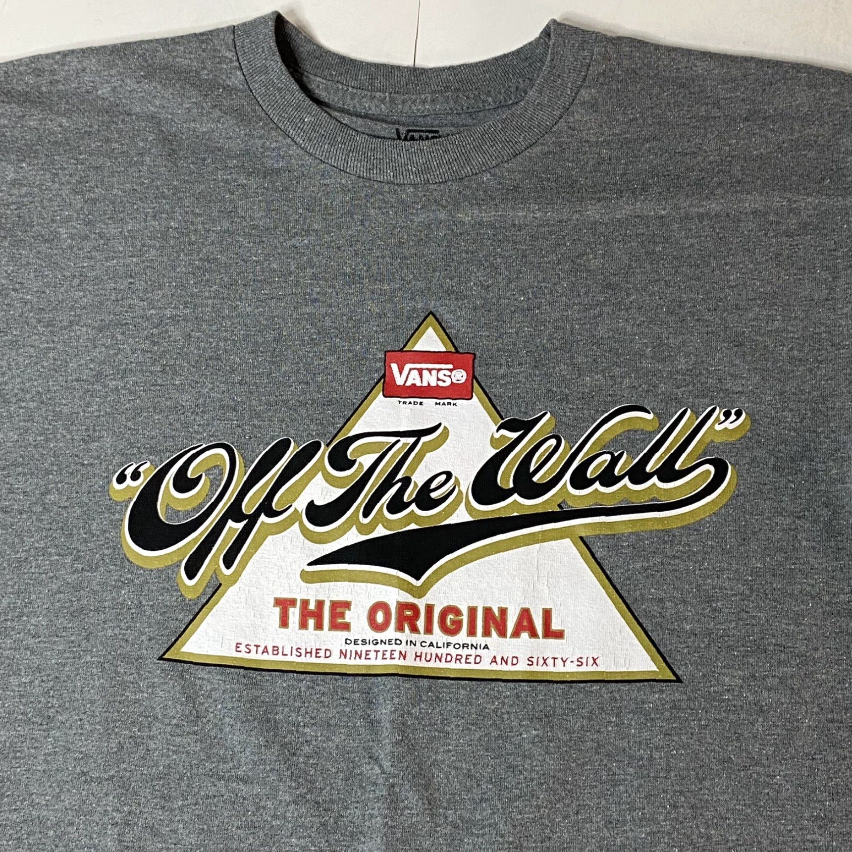 Vans VINTAGE Vans Off The Wall T Shirt S Mens Grunge 1990s Gray Small Size US S / EU 44-46 / 1 - 7 Thumbnail