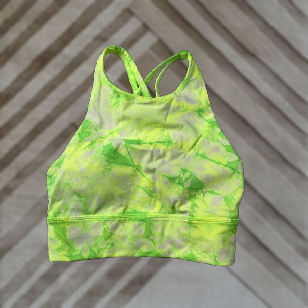 Lululemon Lululemon ENERGY BRA High Neck Long Line Energy Bra Tie Dye SZ 4 Women Sleeveless Multicolor Regular Lined Sports Bra Womens Size ONE SIZE - 1 Thumbnail