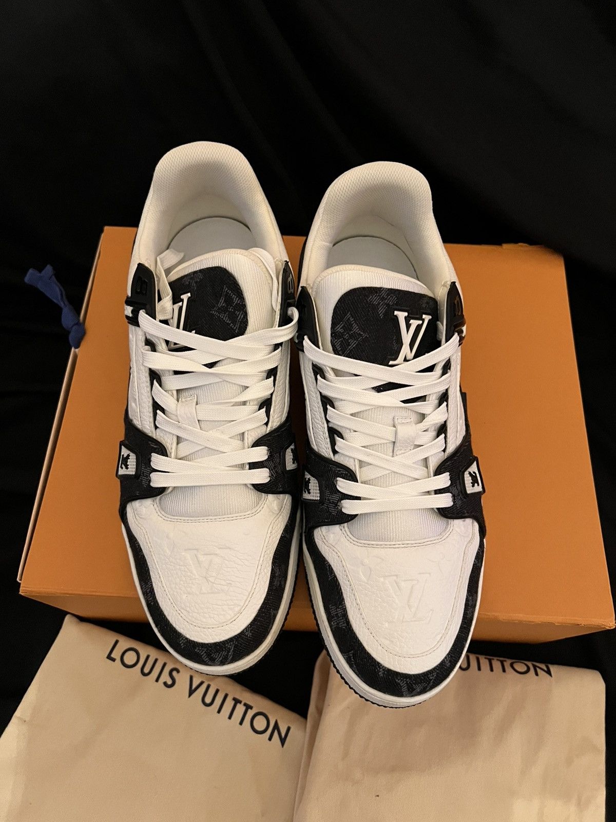 Louis Vuitton Louis Vuitton Trainers Black White Denim Sneakers Monogram Size US 10.5 / EU 43-44 - 2 Thumbnail