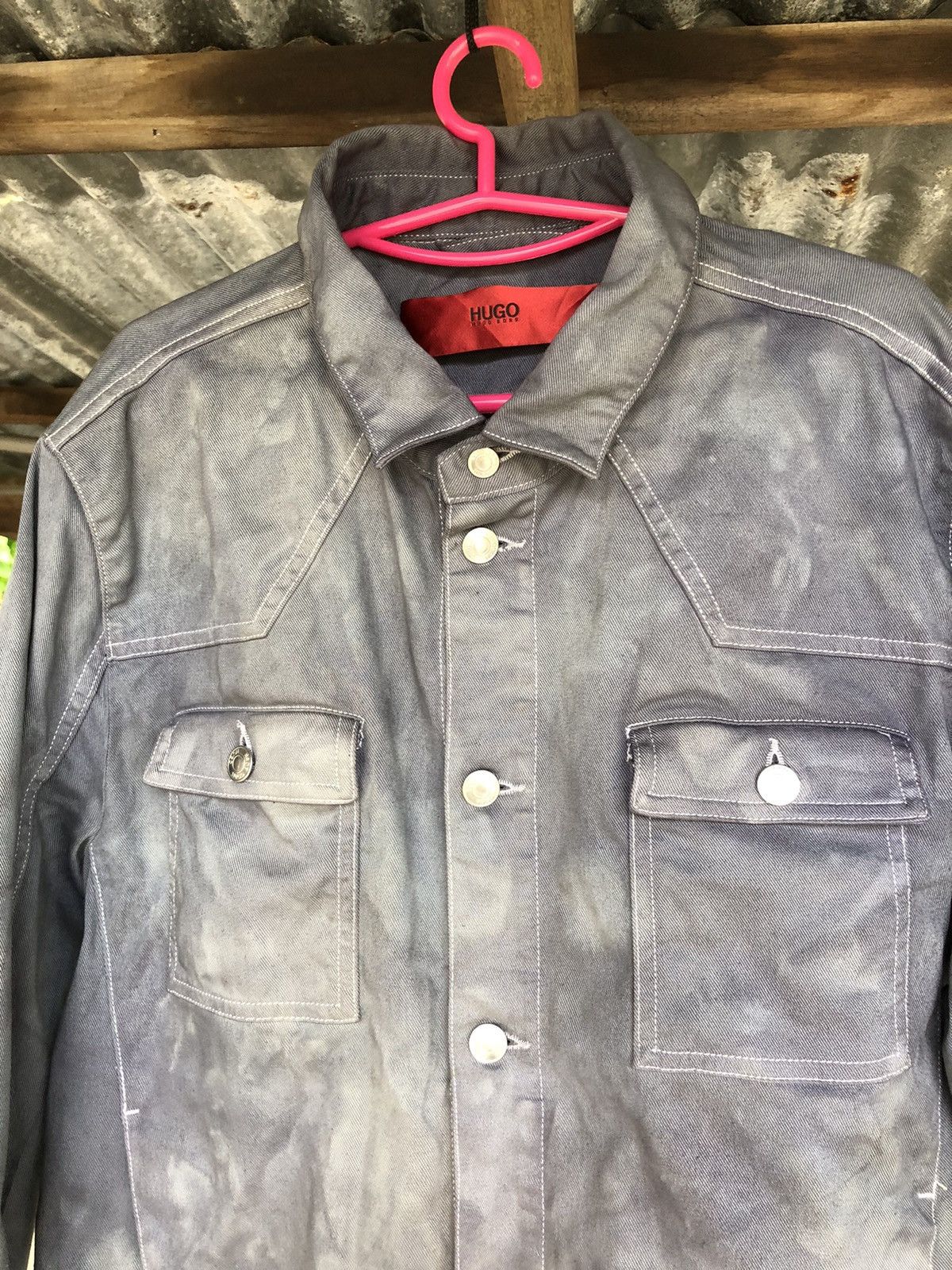 Hugo × Hugo Boss Hugo Distressed Denim Unique Colour Dye Jacket Size US XL / EU 56 / 4 - 4 Thumbnail