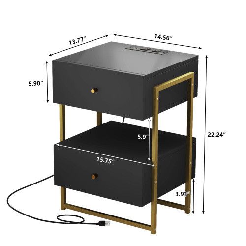 Designer × Homemade Nightstands Set of 2 with Charging Station and USB Ports, Re Size US L / EU 52-54 / 3 - 3 Thumbnail