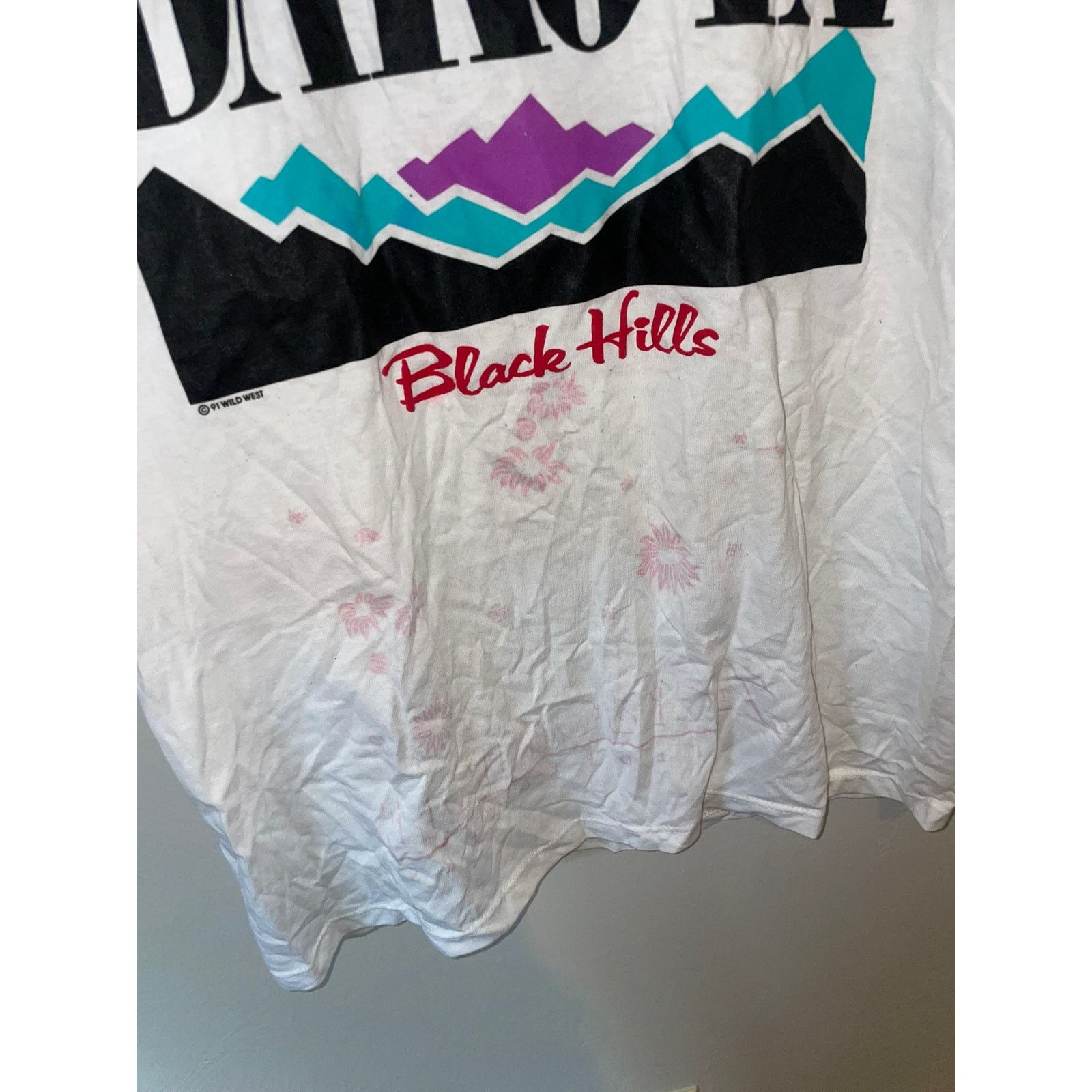 Jerzees Vintage Test Print Shirt South Dakota Black Hills White Tee Size US M / EU 48-50 / 2 - 5 Thumbnail