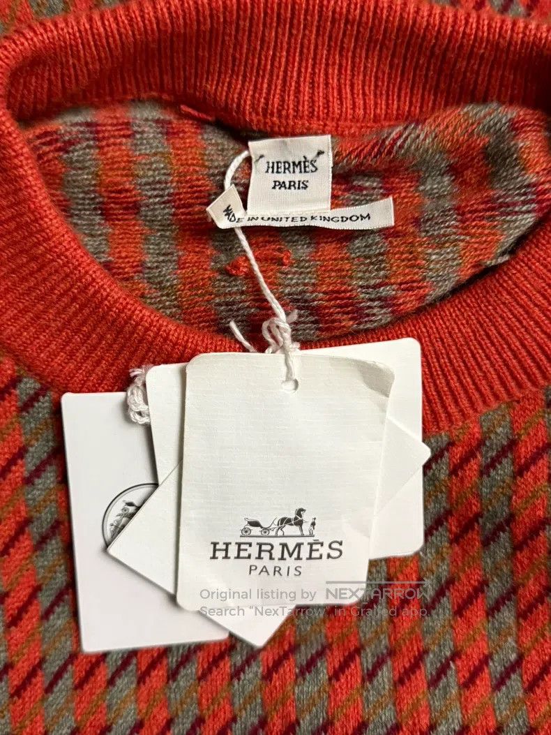 Hermes Hermes Houndstooth long pullover wool knit dress Size XXS / US 00 / IT 34 - 3 Thumbnail