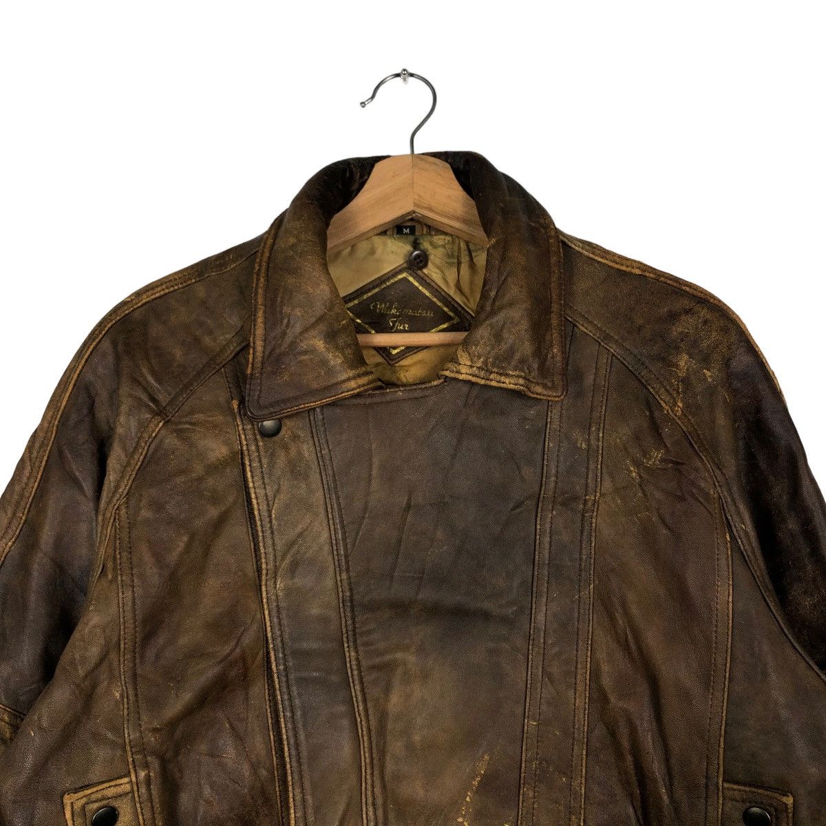 Genuine Leather 🔥Vintage Leather Jacket Wakamatsu Fur Bomber Design Japan Size US M / EU 48-50 / 2 - 2 Thumbnail