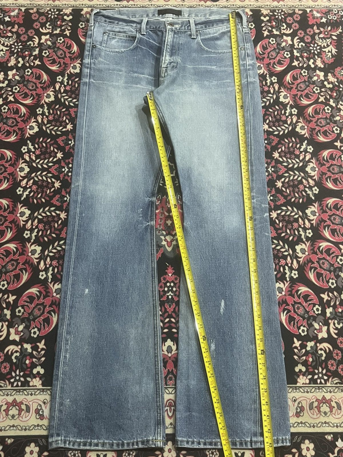 JACKROSE Jackrose X Luv Maison Blue Faded Washed Selvedge Flare Jeans Size US 30 / EU 46 - 13 Thumbnail