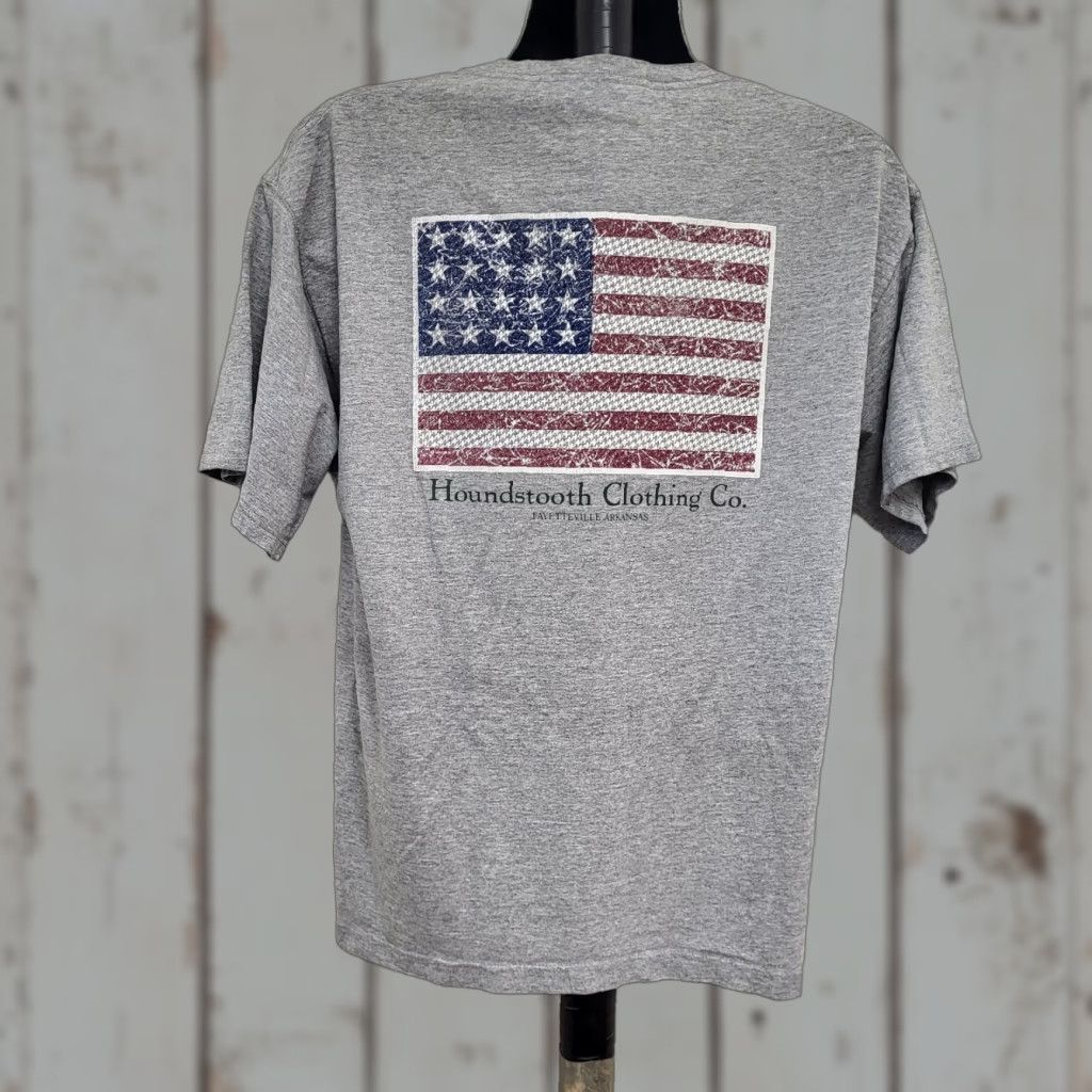Vintage VINTAGE Houndstooth Clothing Co. Tshirt Men's Size Large American Flag Gray 4th July Shirt Mens Gray T-Shirt Size US L / EU 52-54 / 3 - 1 Thumbnail