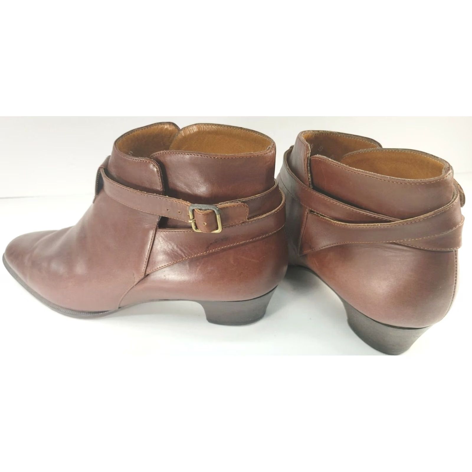 Ralph Lauren Ralph Lauren Brown Leather Buckle Ankle Bootie Heels Women 6B Bootie Block Heel Leather Lining Zip Knee? No Size US 6 / IT 36 - 5 Thumbnail