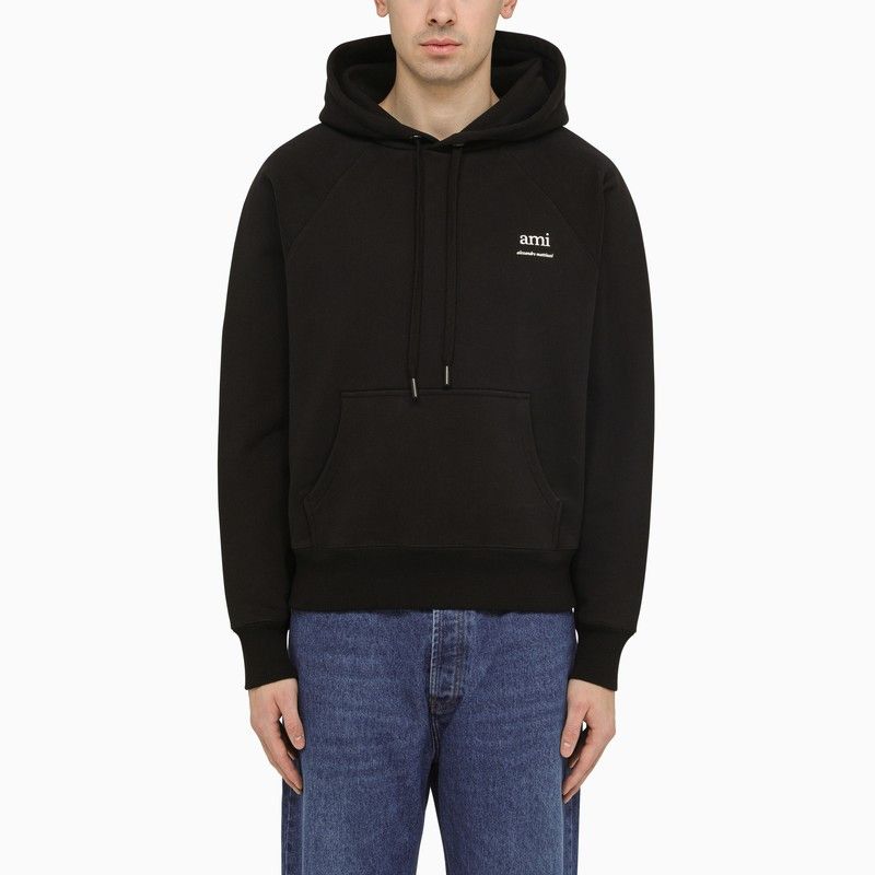 image of Ami Paris Black Logoed Hoodie, Men's (Size XL)