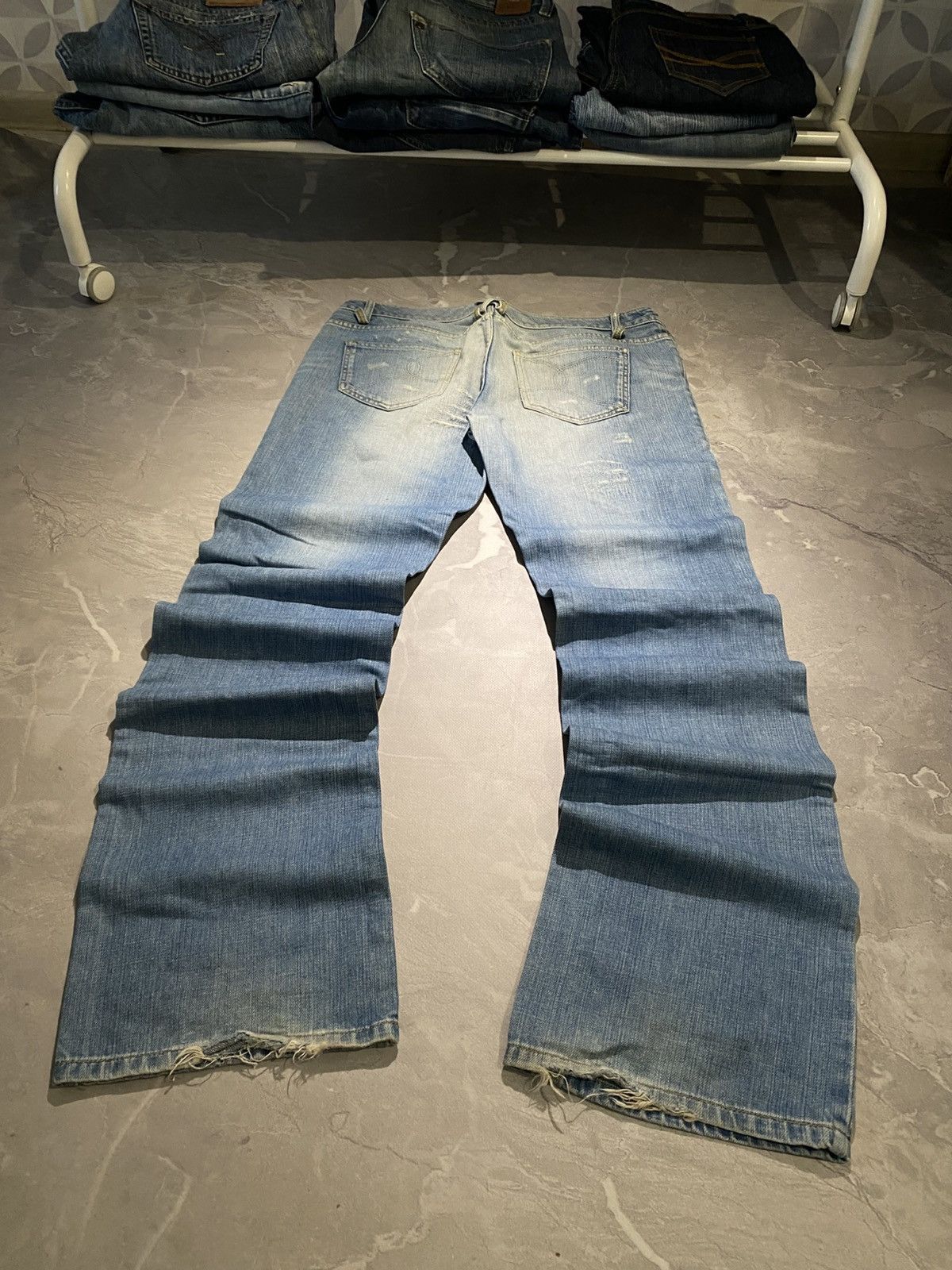 Japanese Brand Archive Style Slim Denim Washed Fade Rare Look Size US 33 - 2 Thumbnail
