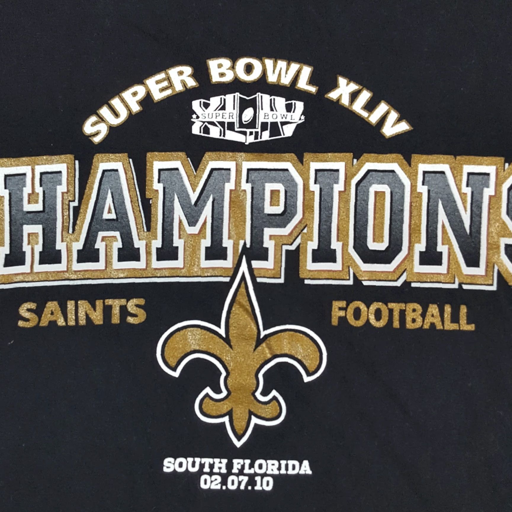 Champion VINTAGE 2010 Super Bowl XLIV New Orleans Saints Champions Men's Size XL Football T Shirt Size US XL / EU 56 / 4 - 3 Thumbnail