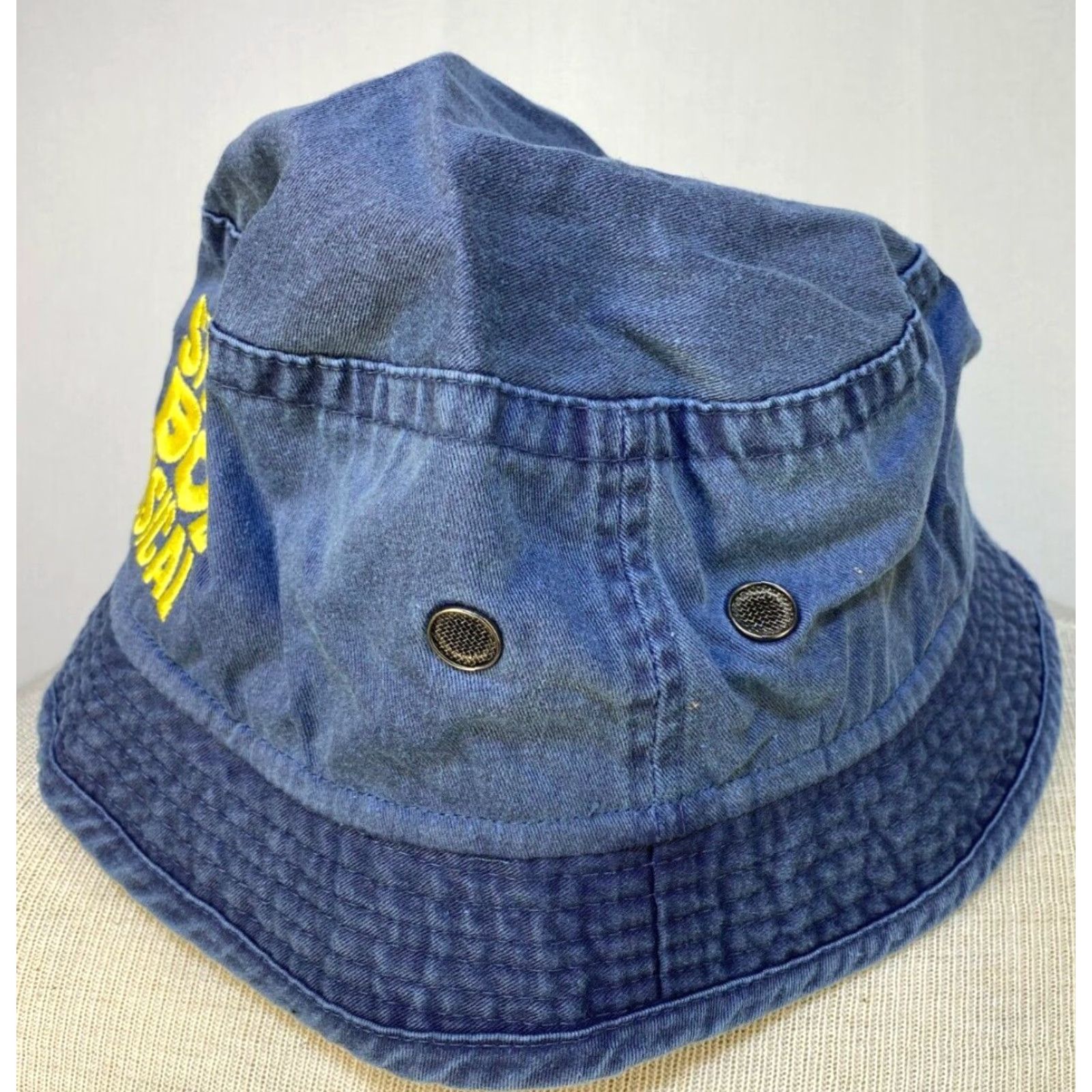 Vintage THE SPONGEBOB MUSICAL BUCKET HAT Official Merchandise Adult One Size Blue Jean Unisex The SpongeBob Music Size ONE SIZE - 3 Thumbnail