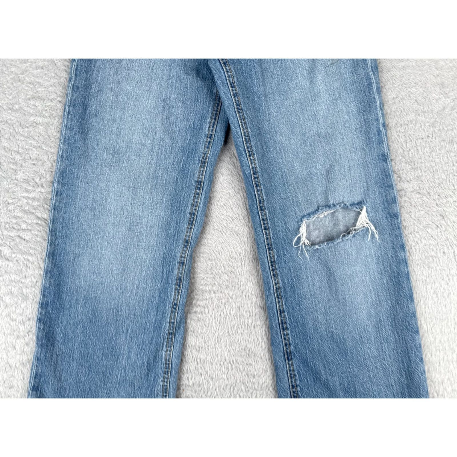 H&M H&M Jeans Womens 6 Blue Denim Distressed Wide Leg High Rise Cotton Blend 25x29 Size 28" / US 6 / IT 42 - 3 Thumbnail