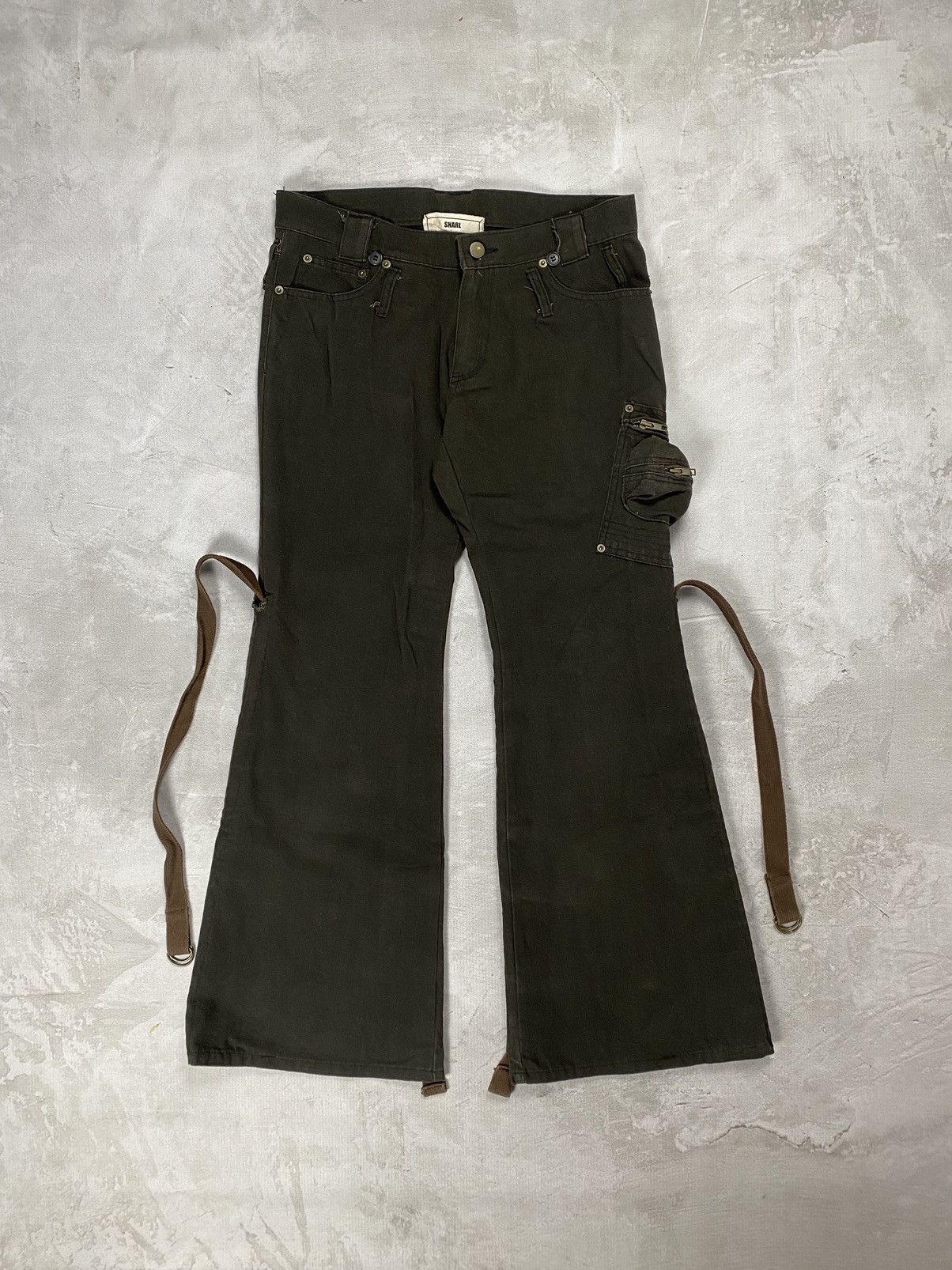 image of Archival Clothing Snarl A/w 2004 Bondage Cargo Bot Cut Pants in Brown, Men's (Size 30)