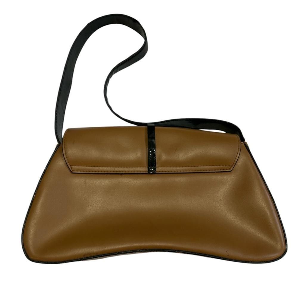 Designer Chic Brown Leather Shoulder Bag Size ONE SIZE - 4 Thumbnail