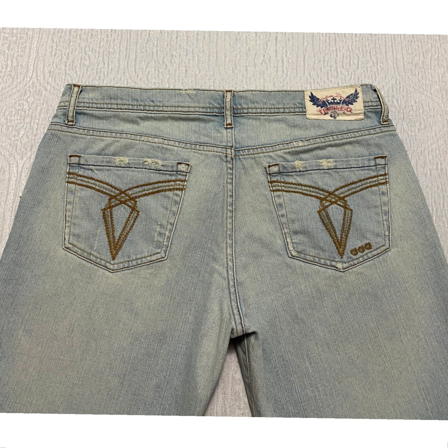 Denime VINTAGE Triple Q Deluxe Denim Bootcut Jeans Size 13 Light Wash Pockets Size 34" / US 12 / IT 48 - 2 Thumbnail