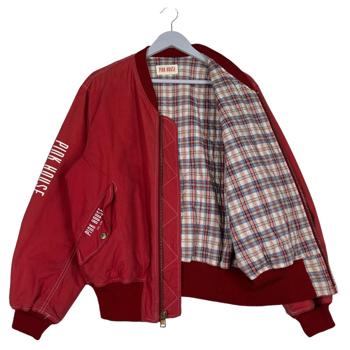 Pink House 🔥 PINK HOUSE CHECK LINING BOMBER JACKET Size US M / EU 48-50 / 2 - 9 Thumbnail