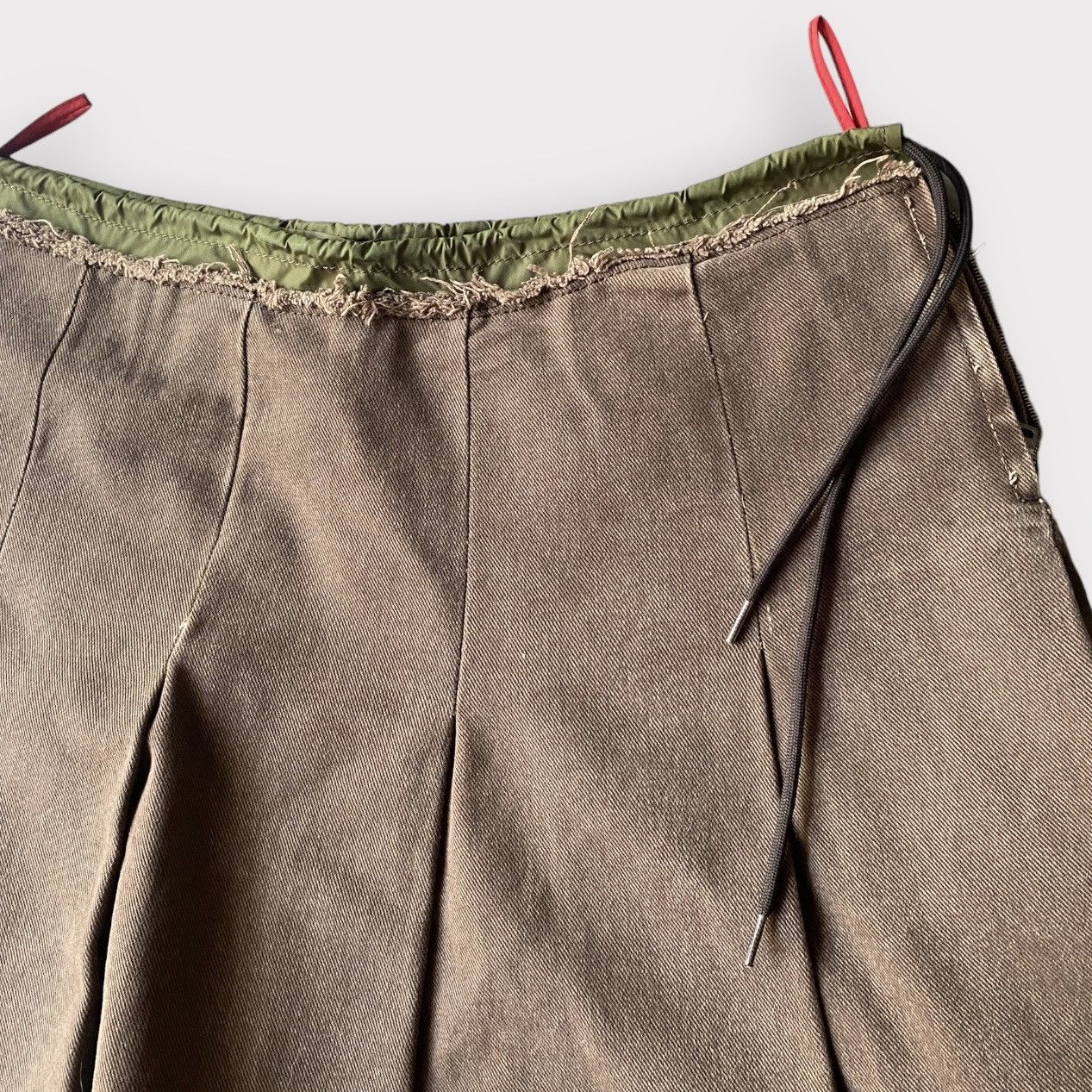 image of Prada Sport Nylon Trim Waist Brown Denim Skirt, Women's (Size 30)