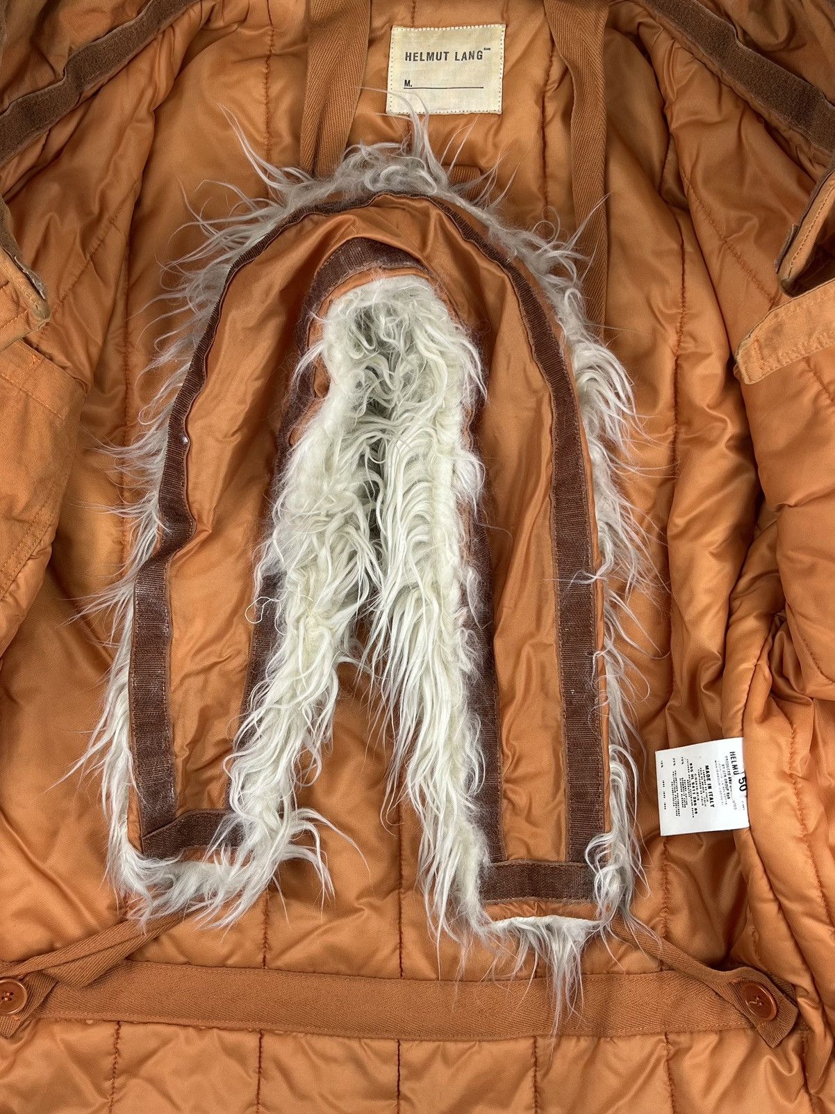 AW99 Helmut Lang Fur Astro Biker Jacket Runway Iron Orange