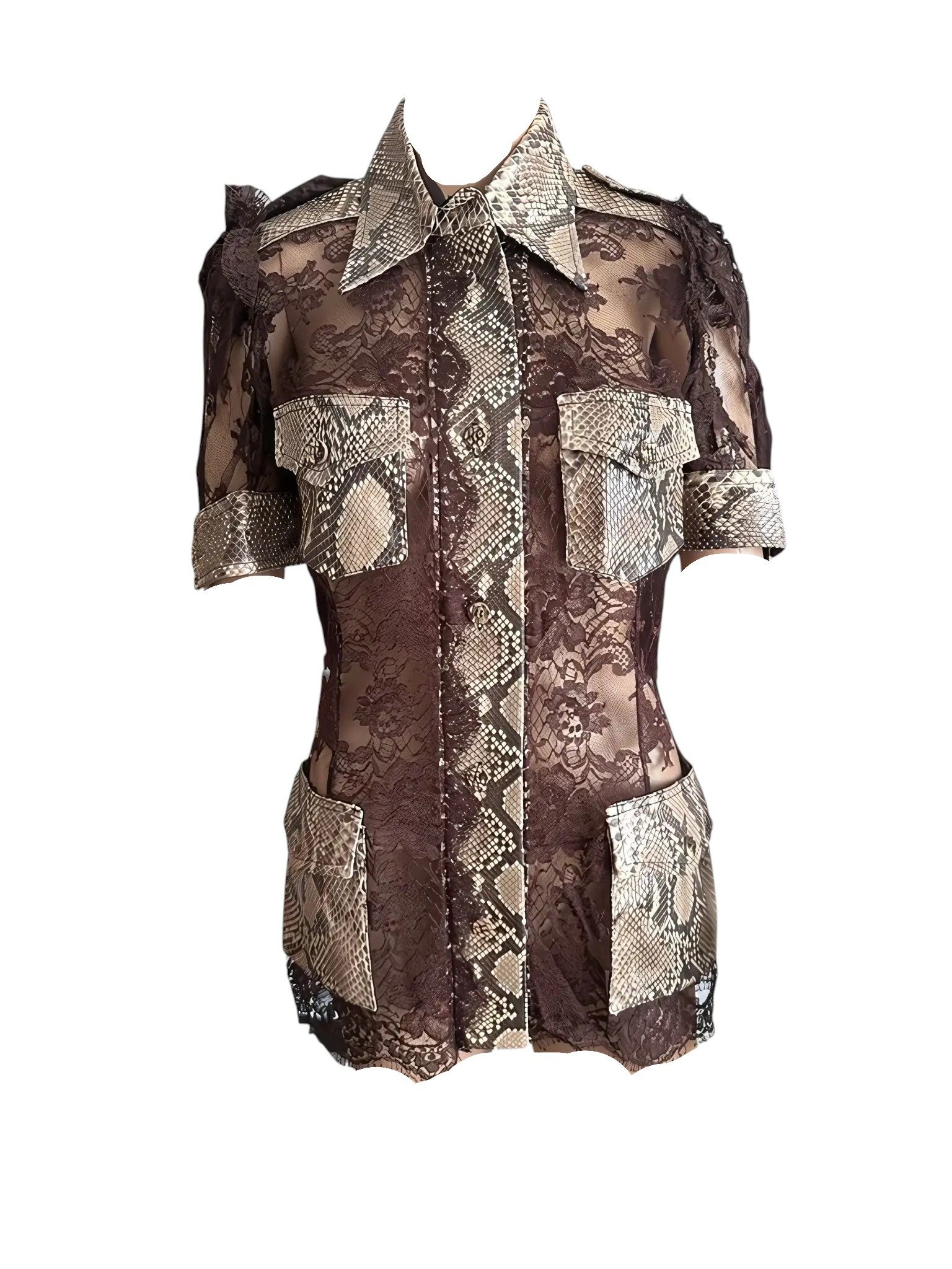 Dolce & Gabbana S/S 2005 RUNWAY PYTHON LEATHER DRESS Size M / US 6-8 / IT 42-44 - 2 Thumbnail