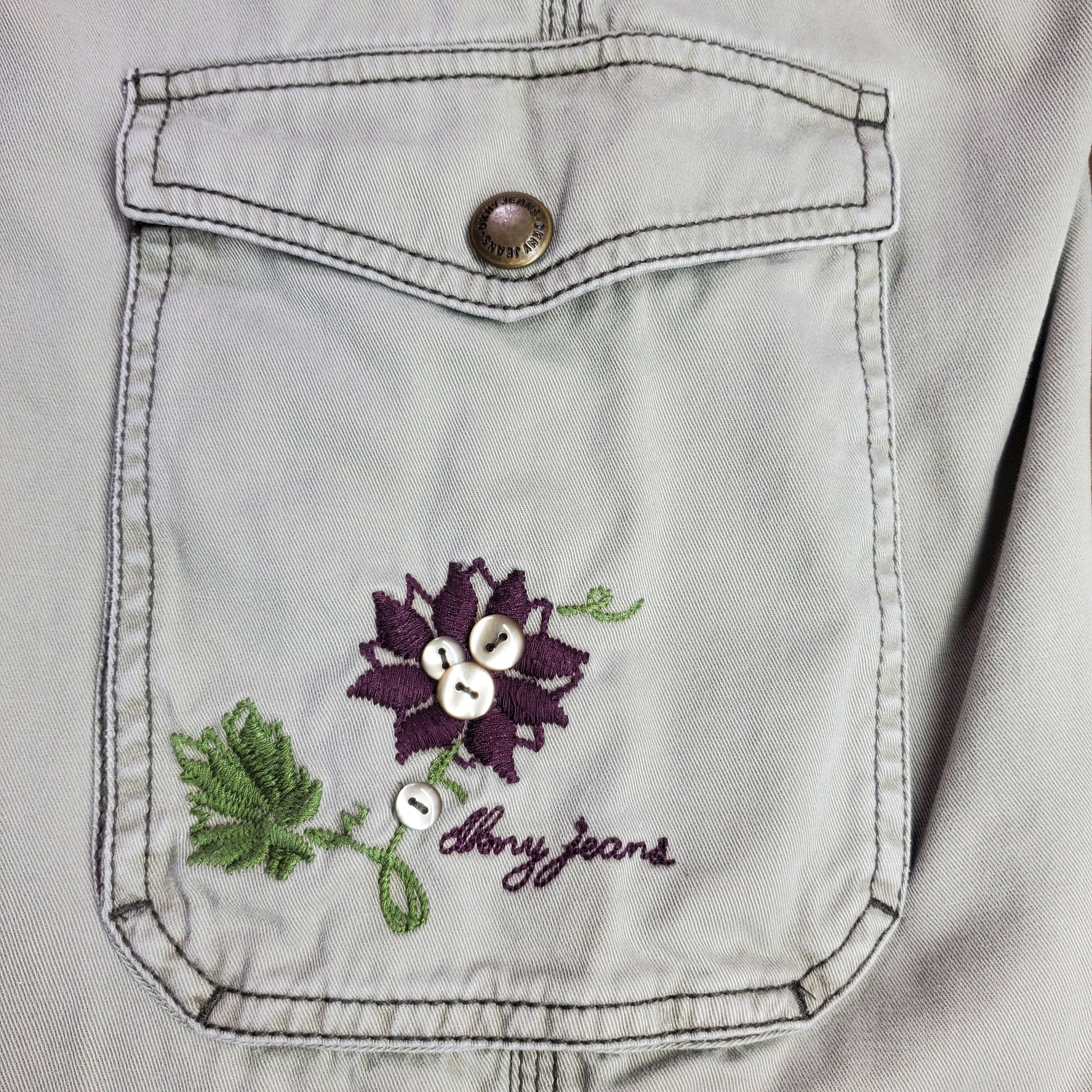 DKNY DKNY Size 8 Chino Cargo Pants Grey Cotton Embroidered Flower Size 30" / US 8 / IT 44 - 6 Thumbnail