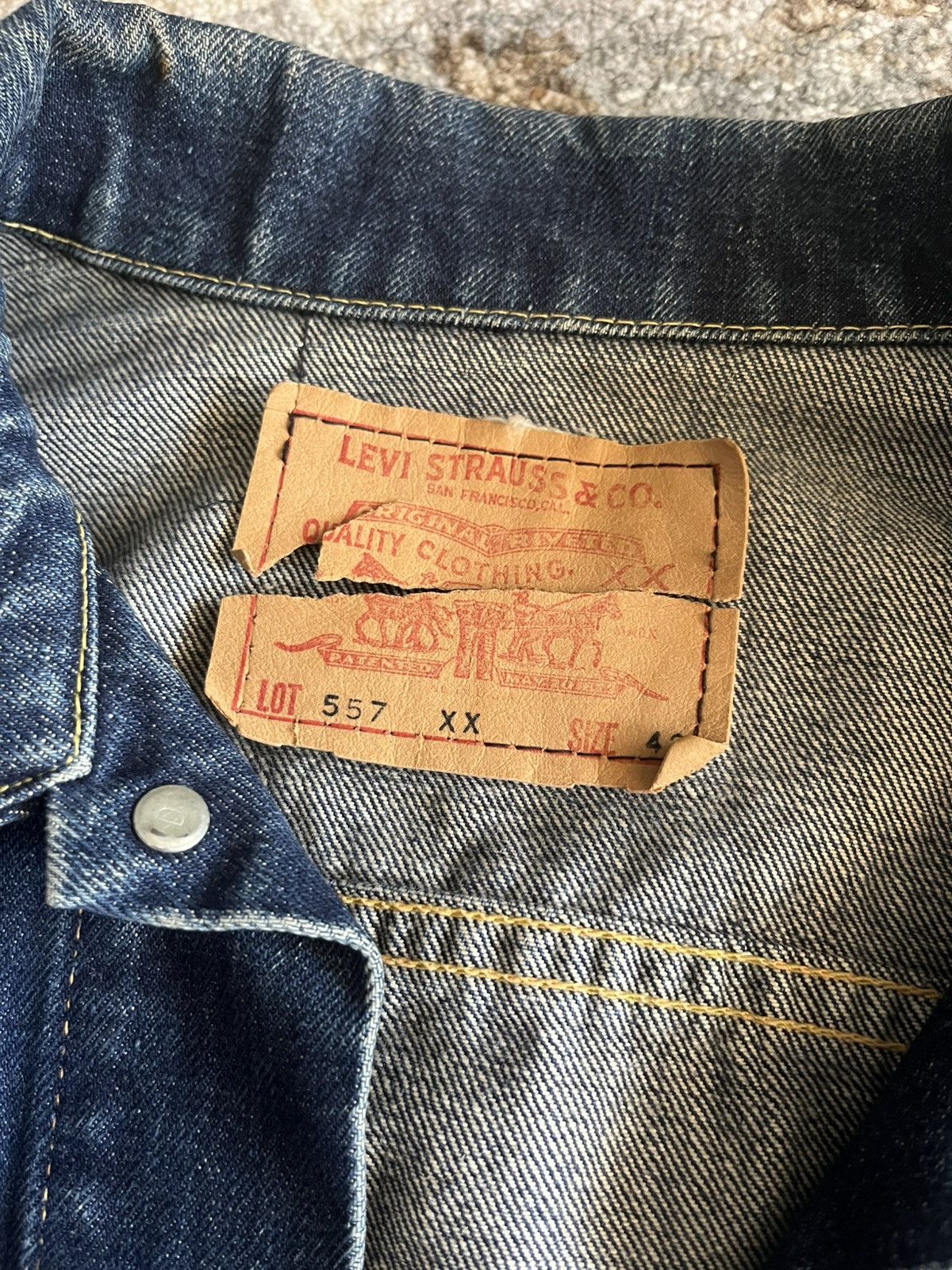 Levi's BIG E TYPE III 557XX DENIM JACKET 60’S TRUCKER D STAMPED 42 Size US S / EU 44-46 / 1 - 5 Thumbnail