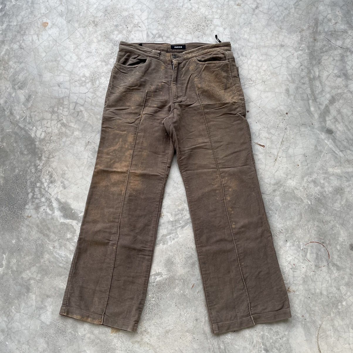 image of Vintage Rusty Zucca By Issey Miyake Flare Pants in Brown, Men's (Size 33)
