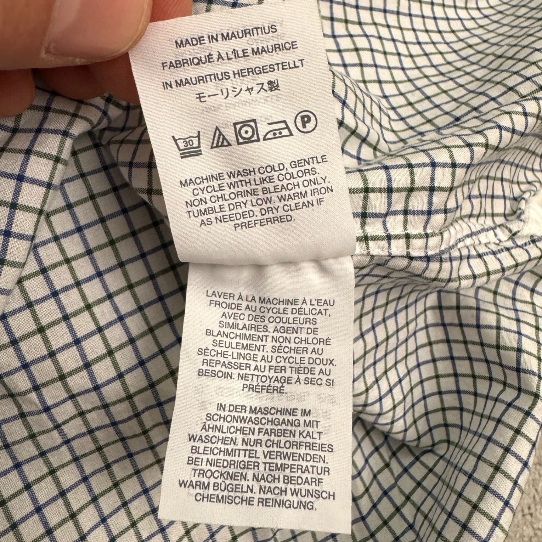 J.Crew J.Crew Ludlow Dress Shirt Mens XS Green Blue White Plaid Cotton Regular Fit Lightweight Career Casual Size 34R - 7 Thumbnail