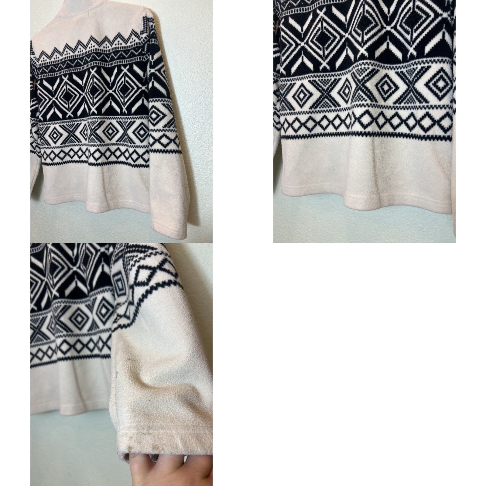Ralph Lauren VINTAGE Y2K Lauren Ralph Lauren Women’s Large Full Zip Fleece Jacket Ivory Black L Size L / US 10 / IT 46 - 10 Thumbnail