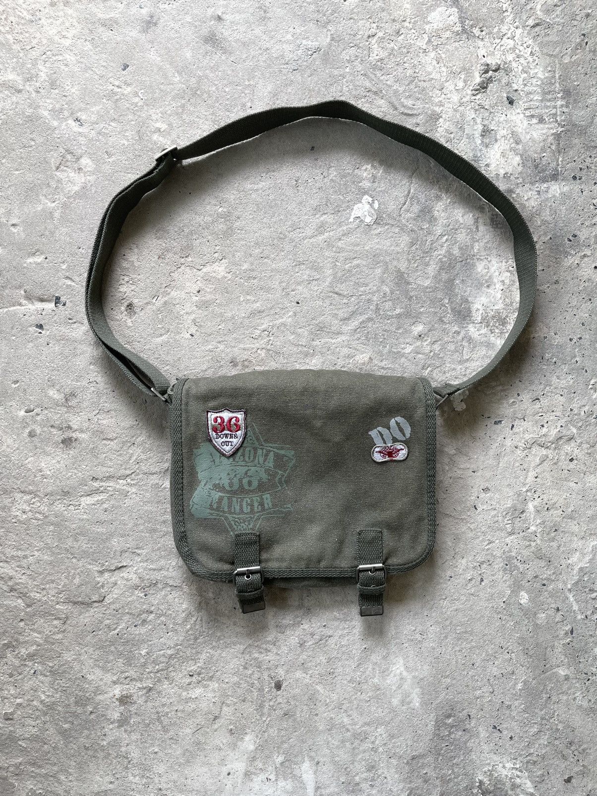 Hysteric Glamour x Seditionaries Archive Y2K Vintage Military Style Crossbody Messenger Bag in Green