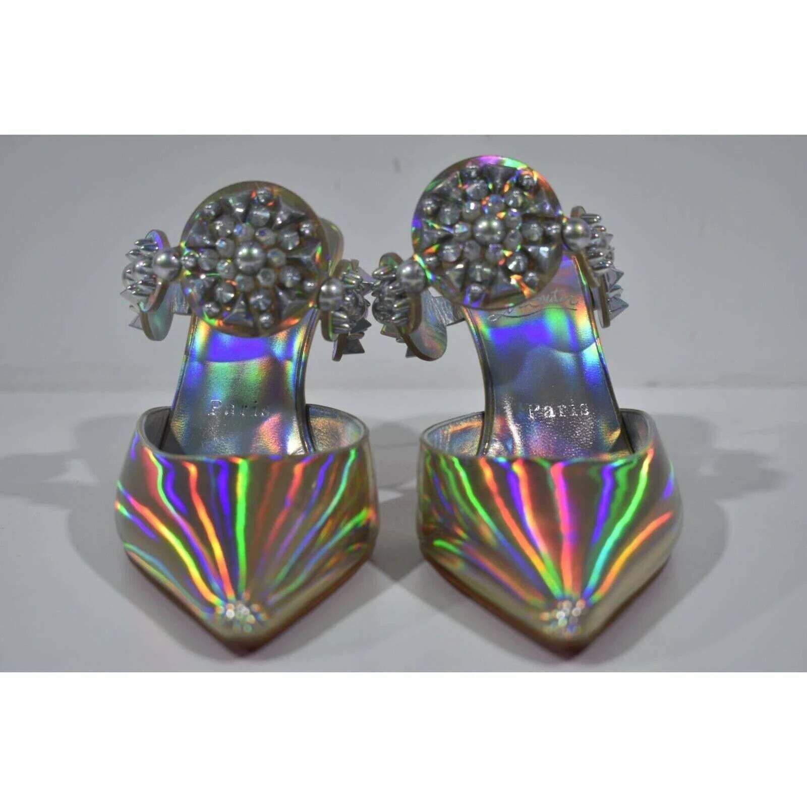 Christian Louboutin Miss Goldora 85 Gold AB Backless Sandal Mule Heel Pump 36 Size US 6 / IT 36 - 6 Thumbnail