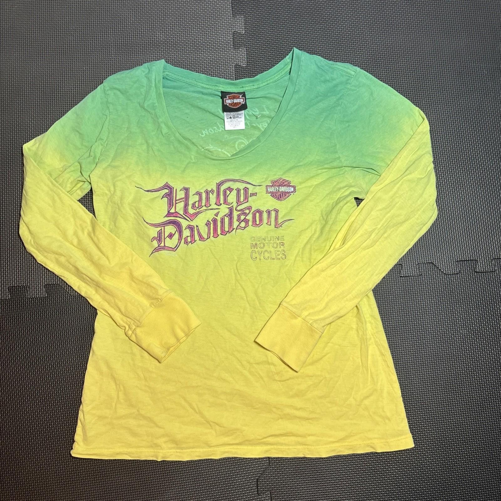 Harley Davidson Harley-Davidson Shirt Large Green Women’s Motorcycle VTG Size L / US 10 / IT 46 - 1 Thumbnail