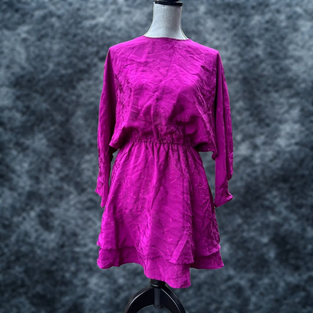 zara purple dress long sleeve Zara leather purple dress