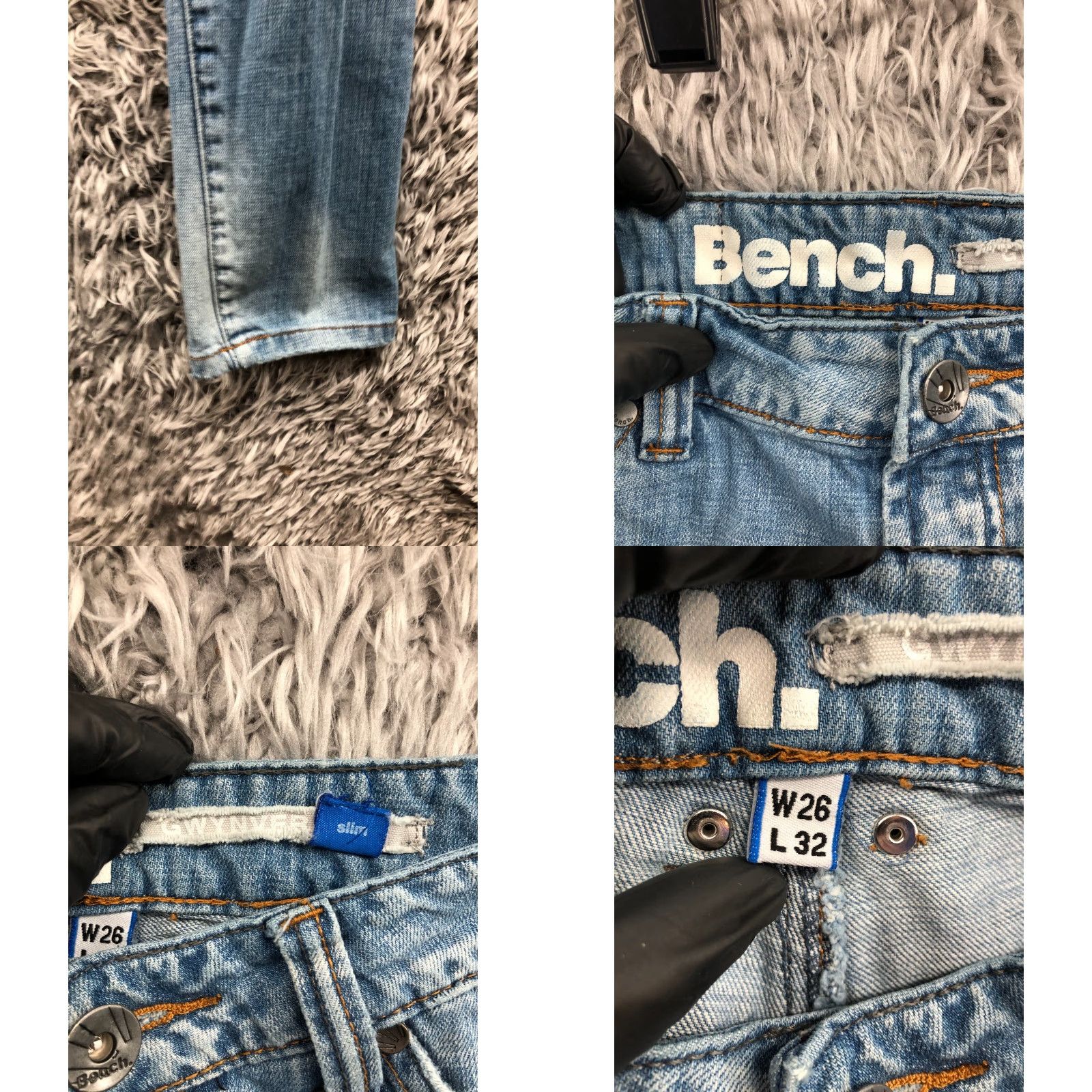 Bench Bench Slim Straight Jeans 26 Mens Mid Blue Wash Denim 5-Pocket Belt Loops Regular Length Inseam 30in Size US 26 / EU 42 - 8 Thumbnail