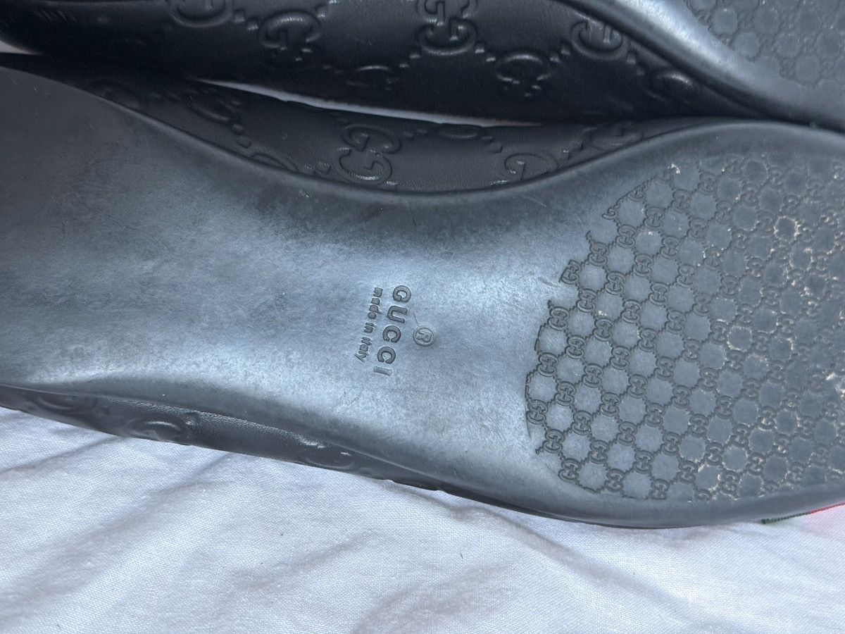 Gucci Gucci Black Leather Monogram Web Ballet Flats Size US 8 / IT 38 - 10 Thumbnail