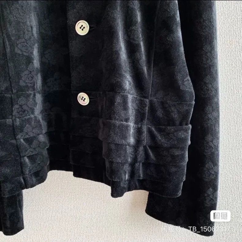 Comme des Garcons Comme des Garcons Black velvet dark flower print dark wind Size XS / US 0-2 / IT 36-38 - 6 Thumbnail