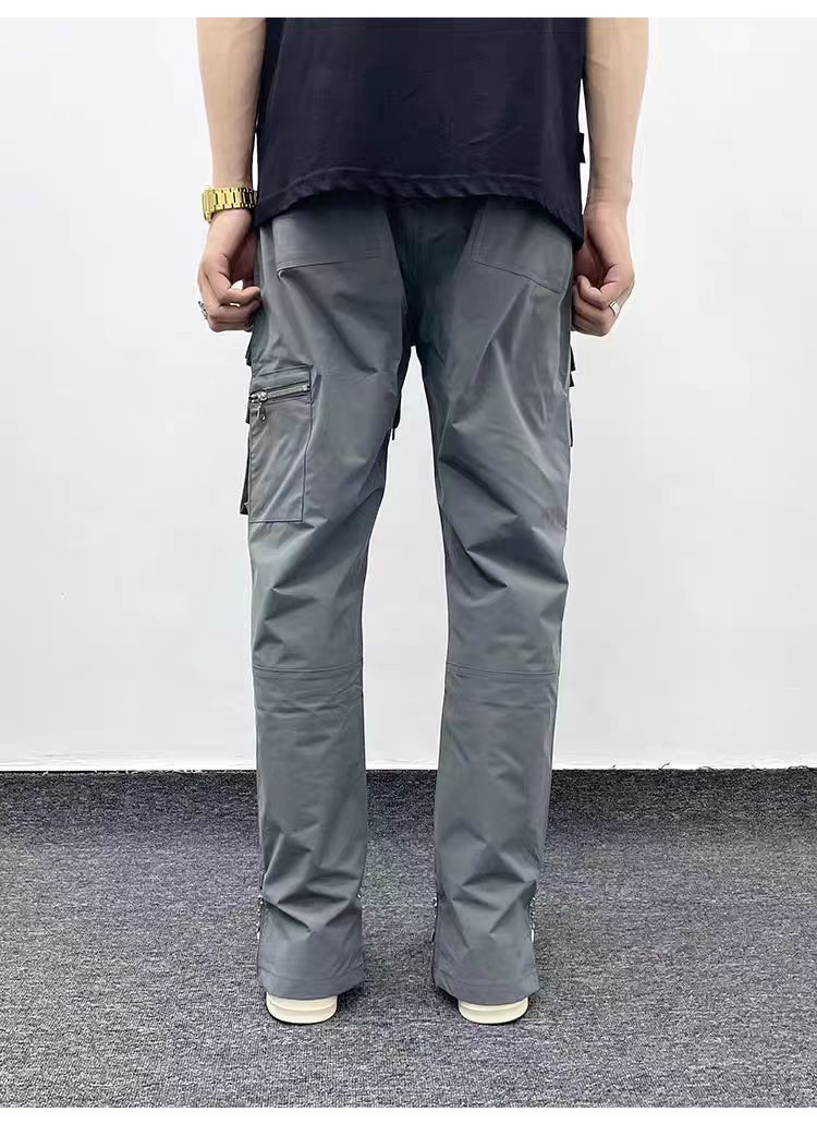utility zipper flared tactical cargo pants